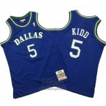 Camiseta Dallas Mavericks Jason Kidd NO 5 Mitchell & Ness Hardwood Classics Azul