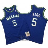 Camiseta Dallas Mavericks Jason Kidd NO 5 Mitchell & Ness Hardwood Classics Azul