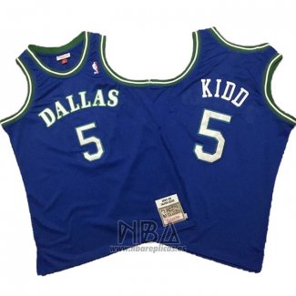 Camiseta Dallas Mavericks Jason Kidd NO 5 Mitchell & Ness Hardwood Classics Azul