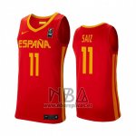 Camiseta Espana Sebas Saiz NO 11 2019 FIBA Baketball World Cup Rojo