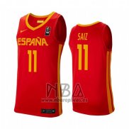 Camiseta Espana Sebas Saiz NO 11 2019 FIBA Baketball World Cup Rojo