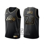 Camiseta Golden Edition Los Angeles Lakers Lebron James NO 23 Negro