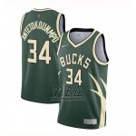 Camiseta Milwaukee Bucks Giannis Antetokounmpo NO 34 Earned 2020-21 Verde