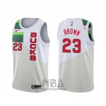 Camiseta Milwaukee Bucks Sterling Brown NO 23 Earned Blanco