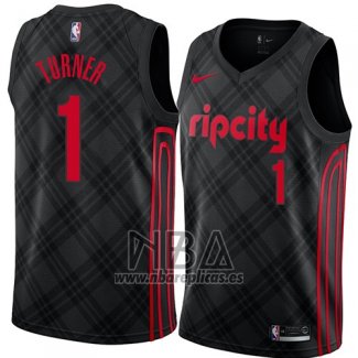 Camiseta Portland Trail Blazers Evan Turner NO 1 Ciudad 2018 Negro