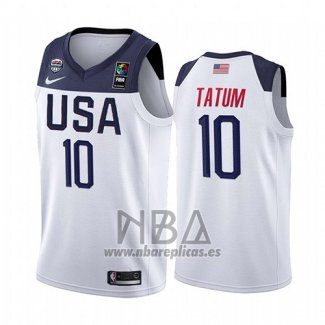 Camiseta USA Jayson Tatum NO 10 2019 FIBA Basketball World Cup Blanco