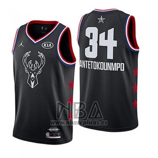 Camiseta All Star 2019 Milwaukee Bucks Giannis Antetokounmpo NO 34 Negro