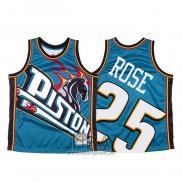 Camiseta Detroit Pistons Derrick Rose NO 25 Mitchell & Ness Big Face Azul