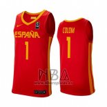 Camiseta Espana Quino Colom NO 1 2019 FIBA Baketball World Cup Rojo