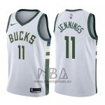 Camiseta Milwaukee Bucks Brandon Jennings NO 11 Association 2017-18 Blanco