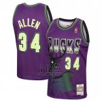 Camiseta Milwaukee Bucks Ray Allen NO 34 Mitchell & Ness 1996-97 Violeta
