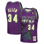 Camiseta Milwaukee Bucks Ray Allen NO 34 Mitchell & Ness 1996-97 Violeta