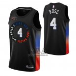 Camiseta New York Knicks Derrick Rose NO 4 Ciudad 2020-21 Negro