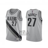 Camiseta Portland Trail Blazers Jusuf Nurkic NO 27 Earned 2020-21 Gris