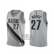 Camiseta Portland Trail Blazers Jusuf Nurkic NO 27 Earned 2020-21 Gris
