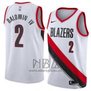 Camiseta Portland Trail Blazers Wade Baldwin IV NO 2 Association 2018 Blanco