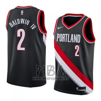 Camiseta Portland Trail Blazers Wade Baldwin IV NO 2 Icon 2018 Negro