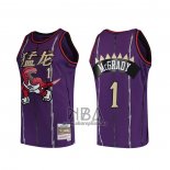 Camiseta Toronto Raptors Tracy Mcgrady NO 1 Mitchell & Ness 1998-99 Violeta