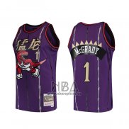 Camiseta Toronto Raptors Tracy Mcgrady NO 1 Mitchell & Ness 1998-99 Violeta