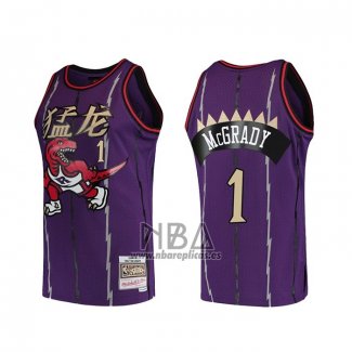 Camiseta Toronto Raptors Tracy Mcgrady NO 1 Mitchell & Ness 1998-99 Violeta