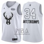 Camiseta All Star 2018 Milwaukee Bucks Giannis Antetokounmpo NO 34 Blanco