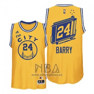 Camiseta Golden State Warriors Rick Barry NO 24 Hardwood Classics Amarillo