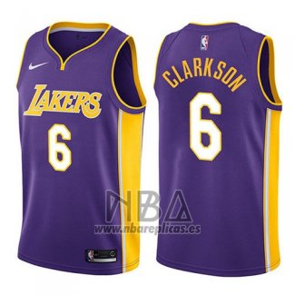 Camiseta Los Angeles Lakers Jordan Clarkson NO 6 Statement 2017-18 Violeta