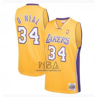 Camiseta Los Angeles Lakers Shaquille O'Neal NO 34 Mitchell & Ness 1999-00 Amarillo