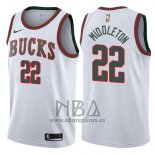 Camiseta Milwaukee Bucks Khris Middleton NO 22 Return To The Mecca Classic 2017-18 Blanco