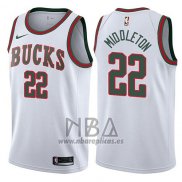 Camiseta Milwaukee Bucks Khris Middleton NO 22 Return To The Mecca Classic 2017-18 Blanco