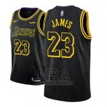 Camiseta Nino Los Angeles Lakers Lebron James NO 23 Ciudad 2017-18 Negro
