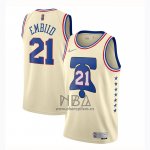 Camiseta Philadelphia 76ers Joel Embiid NO 21 Earned 2020-21 Crema