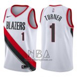 Camiseta Portland Trail Blazers Evan Turner NO 1 Association 2017-18 Blanco