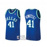 Camiseta Dallas Mavericks Dirk Nowitzki NO 41 Mitchell & Ness Hardwood Classics Azul