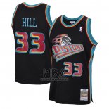 Camiseta Detroit Pistons Grant Hill NO 33 Mitchell & Ness 1998-99 Negro