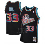 Camiseta Detroit Pistons Grant Hill NO 33 Mitchell & Ness 1998-99 Negro