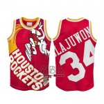 Camiseta Houston Rockets Hakeem Olajuwon NO 34 Mitchell & Ness Big Face Rojo