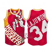 Camiseta Houston Rockets Hakeem Olajuwon NO 34 Mitchell & Ness Big Face Rojo