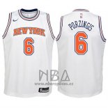 Camiseta Nino New York Knicks Kristaps Porzingis NO 6 2017-18 Blanco