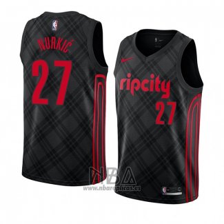 Camiseta Portland Trail Blazers Jusuf Nurkic NO 27 Ciudad 2018 Negro