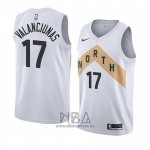 Camiseta Toronto Raptors Jonas Valanciunas NO 17 Ciudad 2018 Blanco