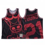 Camiseta Chicago Bulls Thaddeus Young NO 21 Mitchell & Ness Big Face Negro