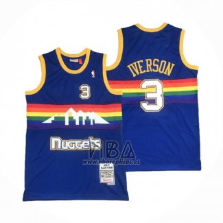 Camiseta Denver Nuggets Allen Iverson NO 3 Mitchell & Ness 2006-07 Azul