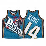 Camiseta Detroit Pistons Louis King NO 14 Mitchell & Ness Big Face Azul