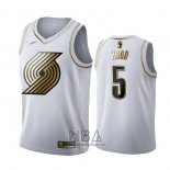 Camiseta Golden Edition Portland Trail Blazers Rodney Hood NO 5 Blanco
