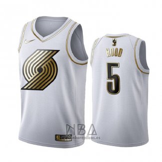 Camiseta Golden Edition Portland Trail Blazers Rodney Hood NO 5 Blanco