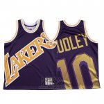 Camiseta Los Angeles Lakers Jared Dudley NO 10 Mitchell & Ness Big Face Violeta
