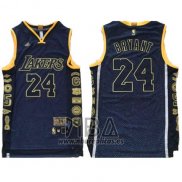 Camiseta Los Angeles Lakers Kobe Bryant NO 24 Conmemorativa Retirado Negro