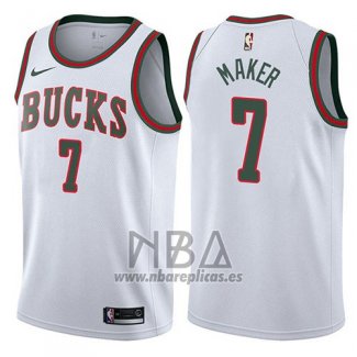 Camiseta Milwaukee Bucks Thon Maker NO 7 Return To The Mecca Classic 2017-18 Blanco