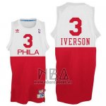 Camiseta Philadelphia 76ers Allen Iverson NO 3 Retro Blanco Rojo